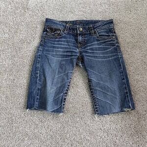 So Low KUT Denim Shorts Womens 4 Blue Cut Off Bermuda Stretch Embroidered Summer